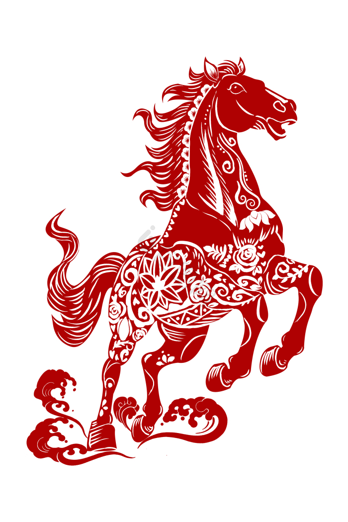 国风窗花马年马形象