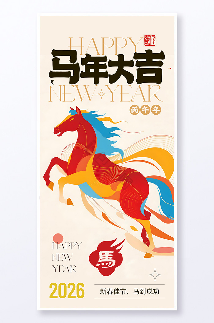 马年春节海报下载-包图网