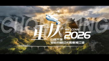 翻页效果城市文旅实拍背景文字标题展示