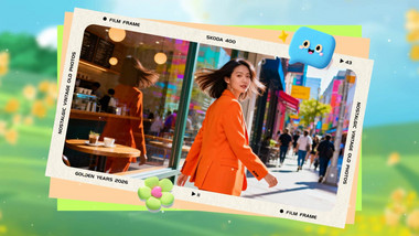 唯美清新拍立得效果文旅图文展示AE模板