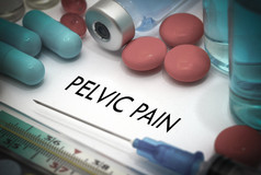 佩尔维奇疼痛疾病的治疗和预防。注射器和疫苗。医学概念。选择性聚焦