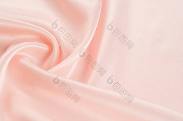 纹理, 背景, 图案。面料丝绸粉红色背景。美丽的粉红色缎。窗帘背景。风波, 创造一个美丽的褶皱背景.