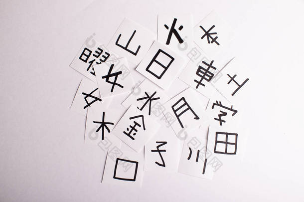 Sheets with a lot of chinese and japanese language characters (kanji) (translation - man, like, eye 