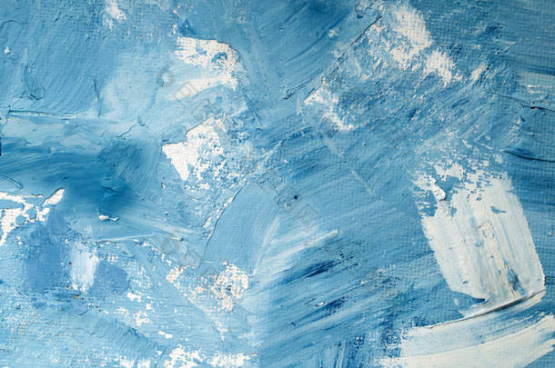 艺术化的<strong>抽象油画</strong>，白色和蓝色的<strong>背景</strong>。结构、<strong>背景</strong>.
