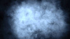 抽象的蓝色烟雾蒸汽在黑色背景上移动。芳香疗法的概念。设计元素.