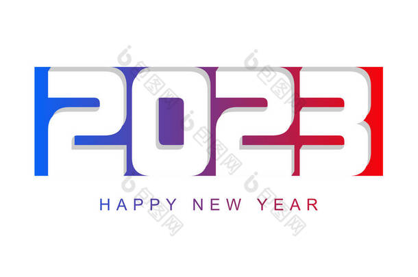喜庆的2023年新年图片说明，白色背景上有彩色文字-图片说明