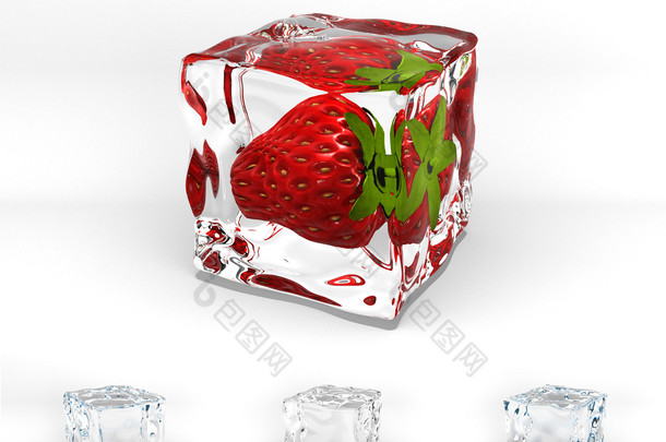 草莓冻结在冰多维数据集