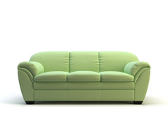 3 d rendering of a modern green sofa isolated on white background.