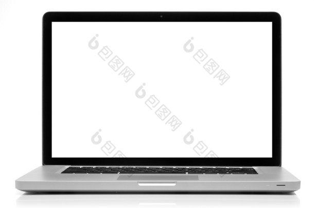 白色屏幕隔离的笔记本电脑