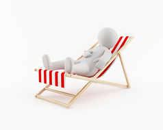 3d 立体人放松在沙滩椅上