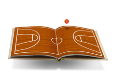 篮球场与打开的书
