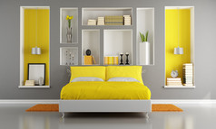 黄色和灰色现代卧室
