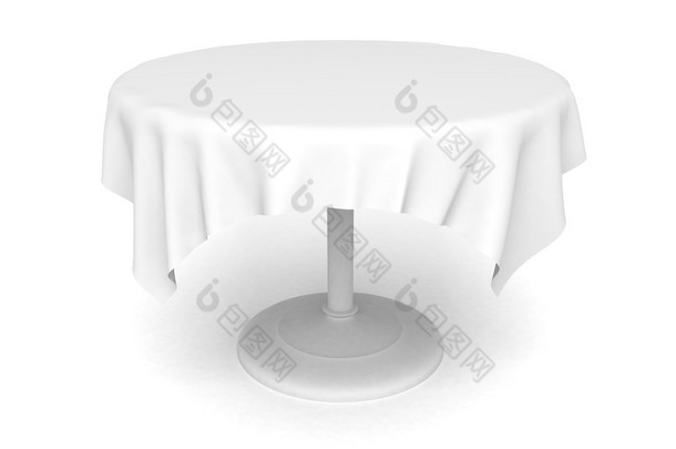 空<strong>圆桌</strong>会议和白色背景上的桌布