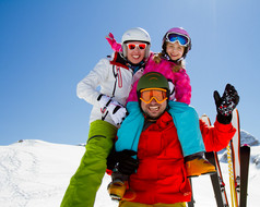 滑雪、 冬季、 雪、 滑雪运动员、 太阳和乐趣