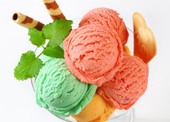 水果果子冻在冰淇凌 coupe