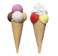 彩色的冰淇凌在华夫