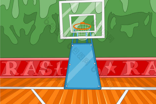 卡通背景的篮球场.