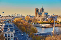 法国巴黎空中全景城市景观