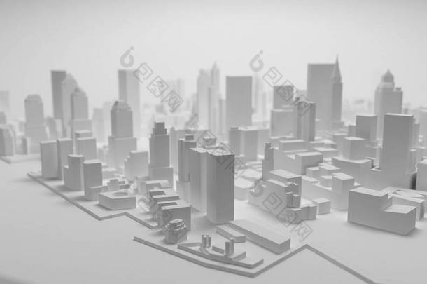 3d 城市全景被隔绝在白色背景。3d 渲染.