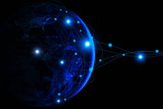 地球从太空。全球商业的互联网概念.