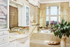 浪漫风格的黄金浴室室内