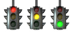 设置交通灯，红色、 绿色和黄色的