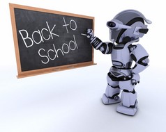 机器人与学校黑板回到学校