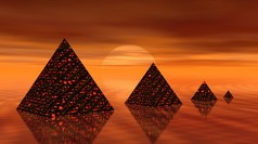 四个金字塔的日落