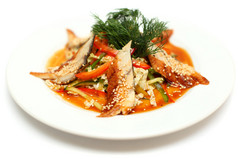 鳗鱼鳗鱼沙拉-上白色、 日本餐厅美食