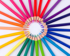 许多不同的彩色的铅笔