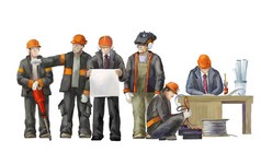 焊工、 电工、 杰克锤工人，副管理，架构师和项目经理。致力于建设工程图的建设者