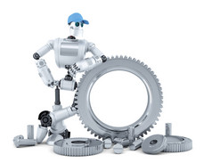 Engineer robot. Technology concept. Isolated. Contains clipping path