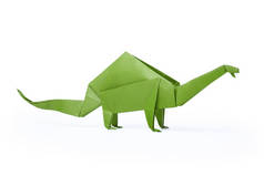 孤立的折纸纸绿色恐龙雷龙