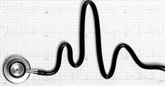 心电图心脏跳动的听诊器.
