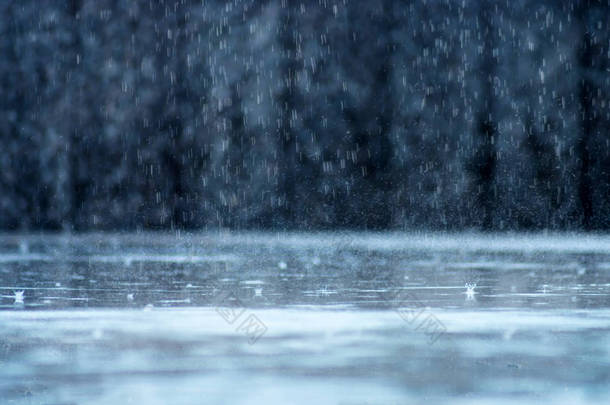 雨季雨落在地上.