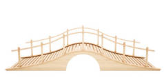 在白色背景下隔离的木桥。幻灯片视图。3d 渲染插图