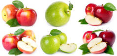 新鲜的苹果被隔绝在白色背景上的集合
