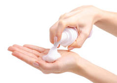 面部洗手美容健康在白色背景隔离