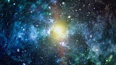 银河系与恒星和空间。新的大全景, 望着深空。充满星星的夜空。外太空中的星云。深空的秘密.