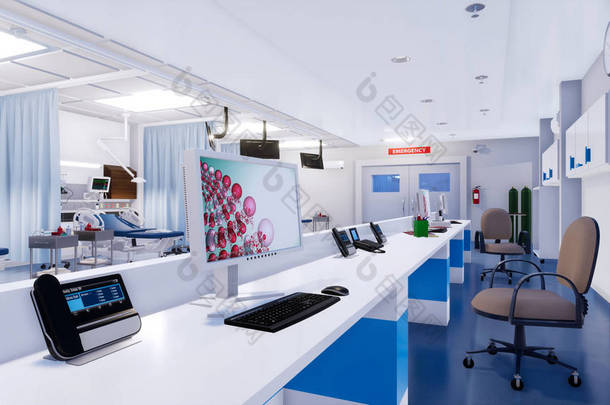 现代医院急诊室空护士站
