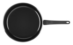 蒸煮锅被隔绝在艾菲尔铁塔的白色背景上的单一黑色的顶视图