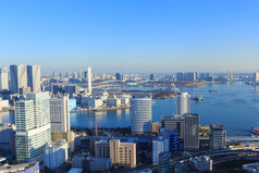 东京的摩天大楼在东京海湾地区