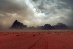 瓦迪鲁姆沙漠中的沙尘暴