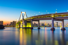 从台场东京天际线景观的夜晚