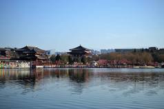 中国陕西西安大唐芙蓉园与唐代传统中国建筑