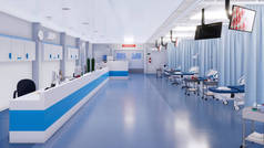 现代医院内部空荡荡的急诊室