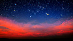 夜晚的天空与五颜六色的星星。抽象天空背景.