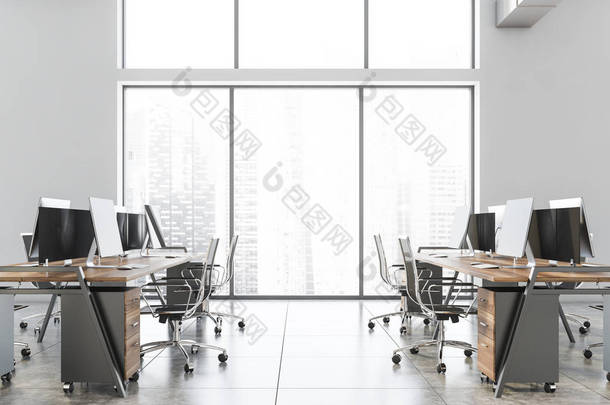 白色工业风格办公室侧视图