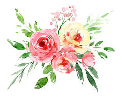 beautiful watercolor flowers, botanic composition for wedding or greeting card