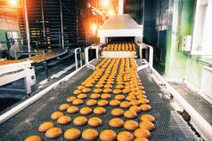 糖果厂车间、食品生产车间输送带甜饼干生产线